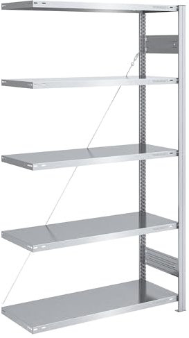 eurokraft | Steckregal | Bauart leicht | einseitig | HxBxT 2000 x 1000 x 500 mm | verzinkt | Anbauregal