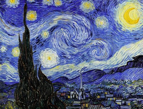 KUSTOM ART Poster Decorativo da Parete Serie Pittori Famosi Van Gogh Notte Stellata Stampa Artistica su Carta Patinata 40x30 cm Senza Cornice
