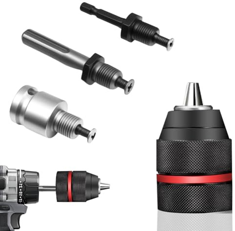 SDS-metall snabbchuck 1,5–13 mm med SDS Plus-adapter 1/2 tum – 20 UNF, yttre Ø: 42,5 mm med SDS-adaptertillbehör, borrchuck adapter självspännande för handborrar och slagskruvdragare
