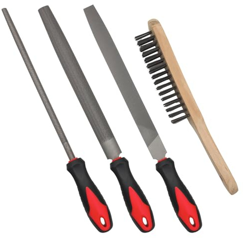 VASTOOLS Metal Files,10In. Half Round,Flat,Round,American Pattern Files,T12 Hardened Steel, for Deburring,Ideal for Tools,Wood, Metal, Plastic,