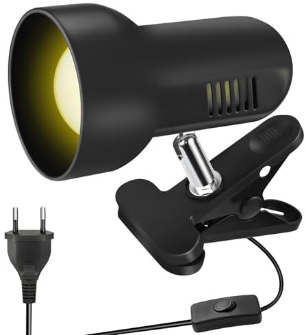 Klemmleuchte - Verstellbare Schreibtischlampe mit E27-Fassung, Klemmlampe, Klemmleuchte, Nachttischlampe, Leselicht Kinder, Bürolampe,Leselampe BettKinder Studieren Arbeiten Glühbirne nicht enthalten