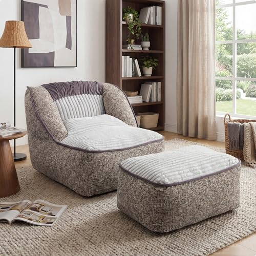 LELEFIDO Lounge Relaxsessel Sofa, Bequeme Gepolsterte Couch mit Fußstütze, Modernes Großes Plüsch-Chaiselongue für Innenräume, Perfekter Lesesessel für Wohnzimmer, Schlafzimmer und Wohnung