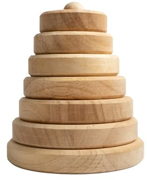 TOYSEE Torre Apilable Montessori 7 Piezas – Juguete Bebé Madera 6 Meses a 3 Años | Apilador Arcoíris | Motricidad Fina | Regalo Bebé 1 Año | Madera Caucho No Tóxica