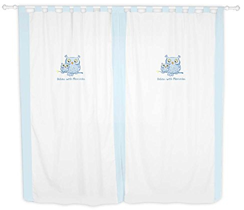 Mixibaby Kinderzimmer Gardinen/Vorhänge Kleine Eule in Blau, Rosa oder Beige, ca. 140 x 230 cm, Farbe:Blau