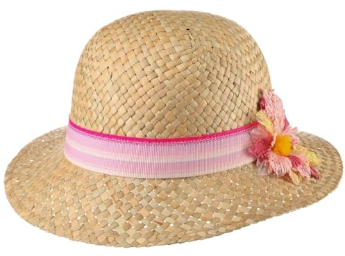 Lipodo Sandra Flicka Stråhatt Barn - Made in Italy barnhatt strandhatt solhatt med grosgrain band Sommar Vår-sommar - 49 cm natur