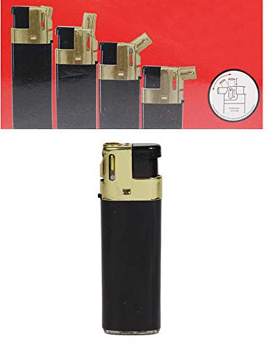 Feuerzeug Modell Sidekick GoldCap als Normal- oder Pfeifenfeuerzeug 3-Fach verstellbar 0, 45, und 90 Grad (Schwarz/Gold - 1 Feuerzeug)