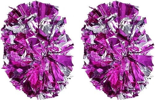 VIFER Pom Poms Cheerleading, 1 Paar Pompons für Mädchen, Cheerleader, Blumenkugeln, für Kinder, Frauen, Tanz, Show, Wettbewerb, Sport (Rosa + Silber)