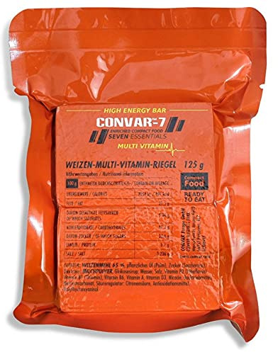 CONVAR-7 - High Energy Bar Multi Vitamin, benutzbar als Notvorrat, Notverpflegung, Notration, für Outdoor Aktivitäten, Krisenvorsorge - wertvolle Inhaltsstoffe - kompakte Verpackung - 108 x 125g