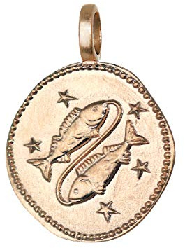 NKlaus Piscis signo zodiacal chapado en oro de 18 quilates 16mm cadena colgante horóscopo 1661