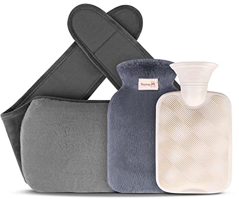 Vegena Bouillotte avec housse - Bouillotte - En caoutchouc moelleux - Pour enfants et adultes - Pour le cou, l'épaule, le dos, les jambes, la taille