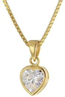 trendor Damen-Anhänger Gold 333 Zirkonia Herz mit vergoldeter Kette 41556 | eleganter Halsschmuck für Frauen, diese Halskette ist eine tolle Geschenkidee,