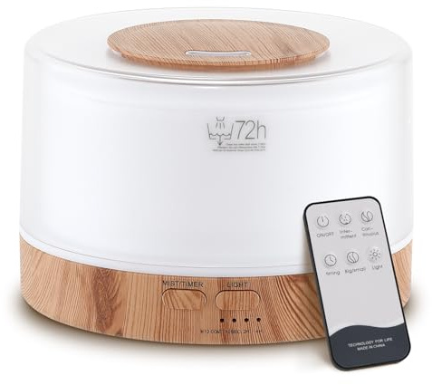 700ML Essential Oil Diffuser, Remote Control Aromatherapy Diffuser with 7 LED Light Colors, Adjustable Mist Mode and Waterless Auto-Off Oil Diffusers Humidifier, Diffusers for Home Bedroom Yoga Sleep