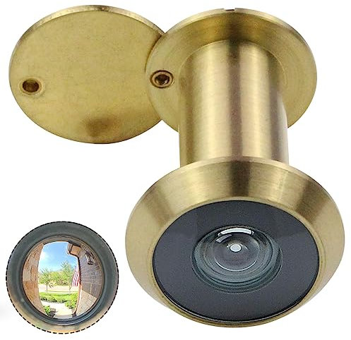Earl Diamond - Peep Holes for Door, Solid Brass 200-Degree Door Viewer Peephole with Heavy Duty Rotating Privacy Cover for 1-3/8 to 2-1/6 Doors for Home Office Hotel, Satin Gold