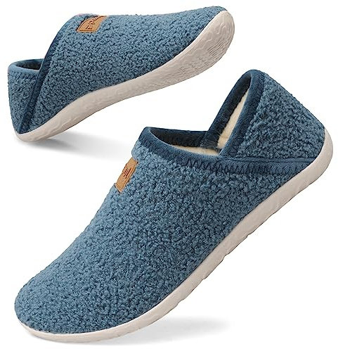 Spesoul Fuzzy House Slippers for Women Men Indoor Closed Back Lightweight Cozy Faux Furry Lining Barefoot House Shoes Slipper Socks for Bedroom Home Office Yoga Outdoor Walking Shoes 6.5-7.5 Women/5-5.5 Men