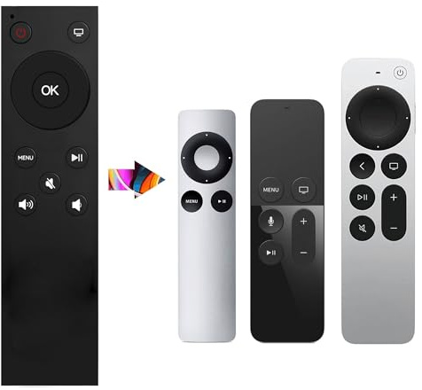 FOXRMT Universal-Fernbedienung für alle Apple TV Fernbedienungen, ErsatzFernbedienung Apple kompatibel mit Apple TV 4K/ Gen 1 2 3 4/ HD A2169 A1842 A1625 A1427 A1469 A1378 A1218