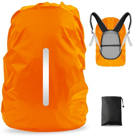 LAMA 1 Paquet de Housse de Pluie imperméables pour Sac à Dos, réfléchissantes, Anti-poussière, Anti-vol, Cyclisme, randonnée, Camping, Voyage, activités de Plein air, S (18L-25L), Orange