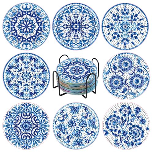 Diamond Painting Untersetzer, 8 Stück Diamond Painting Set für Erwachsene
