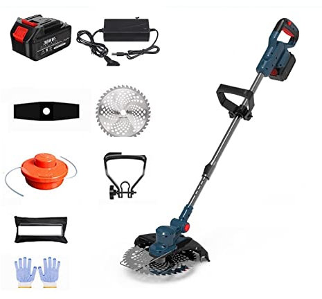 Cortadora de césped, cortacésped, cortasetos Cortacésped eléctrico sin escobillas, cortadora de césped, cortadora de césped inalámbrica con 2 baterías de litio, carrete de línea manual ajustable para