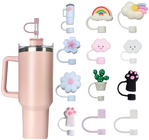 13 Piezas Cubiertas de Pajitas para Stanley Cup, 10mm a Prueba de Polvo Cubierta de Paja, Reutilizables para Stanley 30&40 Oz Tumbler Accessories (Multicolor)