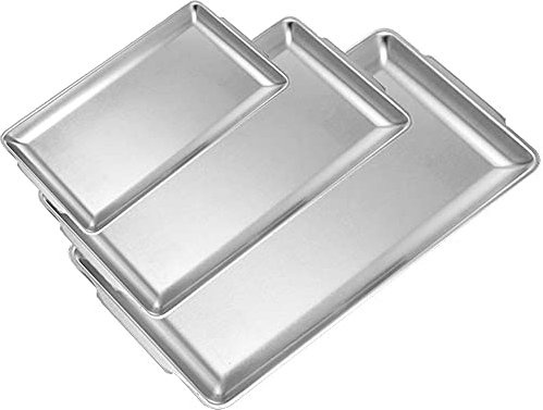 Bakplåtspapper, set med 3, professionell kakplåt i rostfritt stål, bakbricka, rektangulär bakform för gör-det-själv-bakning