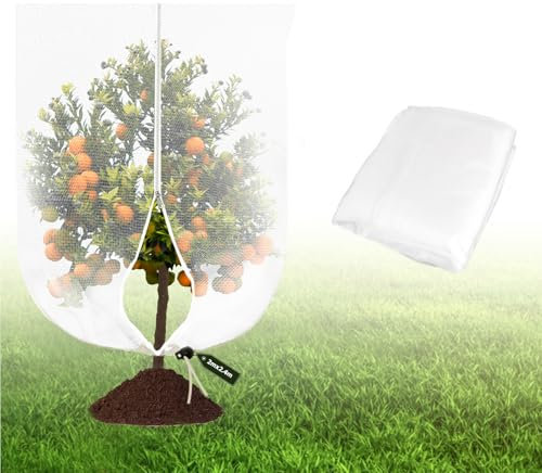 SUPAWAY 1 Filet Anti-Insectes 2 x 2,4 m, Filet de Protection pour Arbres Fruitier et Plantes, avec Fermeture Éclair et Cordon de Serrage, Grand Filet Anti-Oiseaux Réutilisable, Protection des Plantes