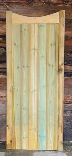 Wooden TVG CURVE NECK Garden Gate Pedestrian Gate Wooden Pressure Treated-5 FT ((150cm High x 99cm Wide x 5cm Deep))