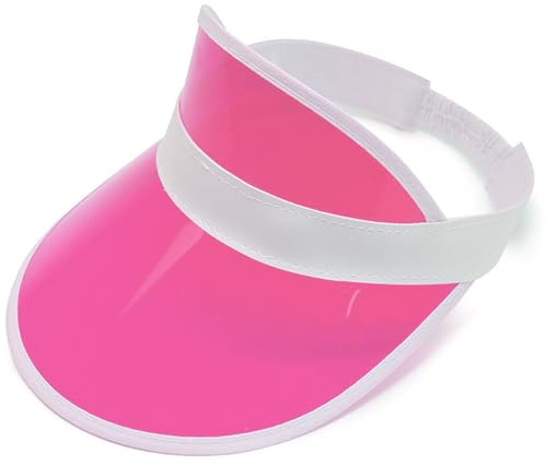 AYNKH Neon Sun Visor Hats Party Accessories Unisex Retro 80s Pub Golf Visor Fancy Dress for Women Men Beach Sports Carnival Bar Party (UK, Alpha, One Size, Pink)