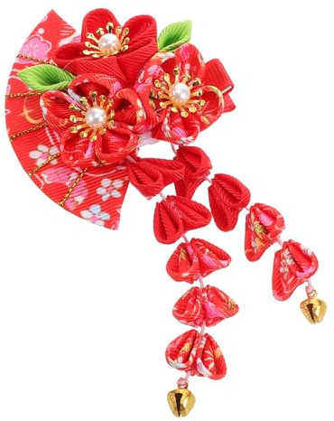 Yardenfun Handgefertigte Haarnadel Japanische Kimono-blumen-haarspangen Quaste Seitliche Spange Stilvolles Ornament Geeignet Für Partys Und Cosplay
