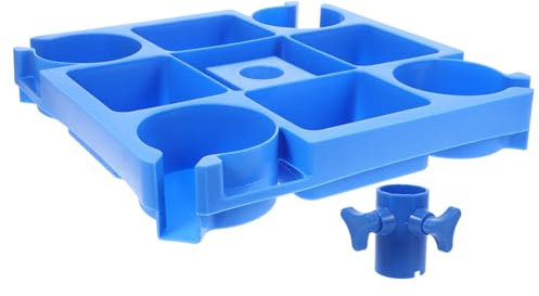 BESPORTBLE Bandeja para Mesa con Sombrilla Bandeja para Accesorios de Playa con Portavasos Compartimentos y Orificios para Gafas de Sol para Playa Patio y Piscina