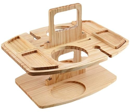 Weintisch im Freien Tragbarer Outdoor Weintisch Mini Klapptisch für Außenbereich Klappbarer Picknicktisch für Camping Holztisch Strandtisch Mini Plug in Picknicktisch aus Holz im Garten (Beige)