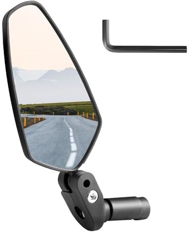Bar End Bike Mirror, Slim Wide-Angle Rear View Mirror for Bicycle, 360° Adjustable Shatterproof Side Mirror for E-Bike, MTB, Commuter Bike (Left or Right Side)