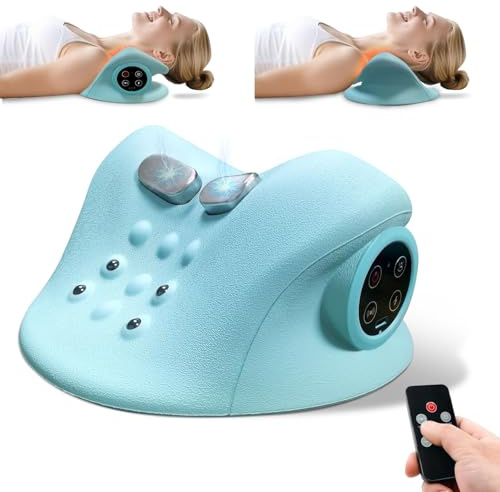 Masseur Cervical Sans Fil avec Télécommande 360° - Appareil de Massage du Cou avec Chauffage, EMS 3 Modes & 9 Intensités, Vibration 3 Vitesses - pour Détendre le Cou et les Épaules