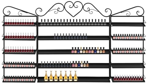 5 Tiers Display Rack,Wall Mounted Nail Polish Storage Racks, Metal Nail Polish Racks,Estantería de pared, soporte de lápiz labial para casas, salones de manicura, spas, tiendas (negro)
