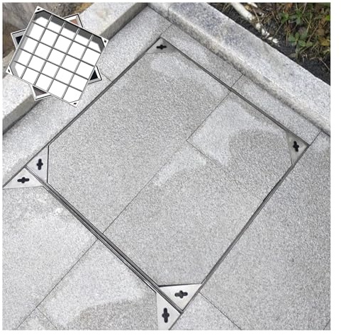 Tapa de alcantarilla empotrada con base，Tapa De Alcantarilla Galvanizada Y Marco De Acero Inoxidable，cubierta de alcantarilla empotrada y marco，tapa del tanque séptico(5cm,70*70cm/27.6*27.6in)