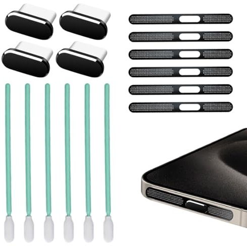 ZORVYN Kit de Limpieza para Altavoces de Móvil, Protector contra Polvo para Altavoces, Compatible con iPhone 16 Pro/16 Pro Max, Rejilla de Altavoces y Adhesivos Antipolvo