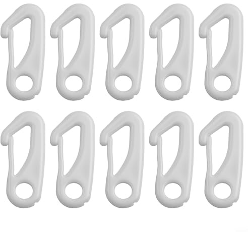 10 Pack Flag Pole Clips Hooks Plastic Nylon Snap Hooks, Suitable for Attaching Flags and Other Items to Flagpole Rope, Weather Resistant and Materials (White)