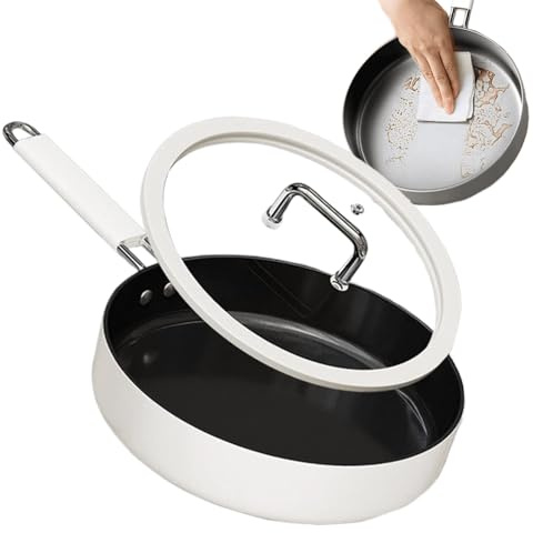 Frying Pans Nonstick, Titanium Ceramic, Coating Skillet with Lid for Induction, Electric, and Gas Stoves, Oven Safe, Kitchen Cookware for Breakfast, Pancakes, Dinner, Steak, Snacks, Easy Clean