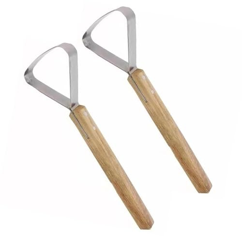 SUMMITDRAGON Raschietto per tagliare il cuoio con manico in legno, impugnatura ergonomica, raschietto per la realizzazione del cuoio, 2 pezzi