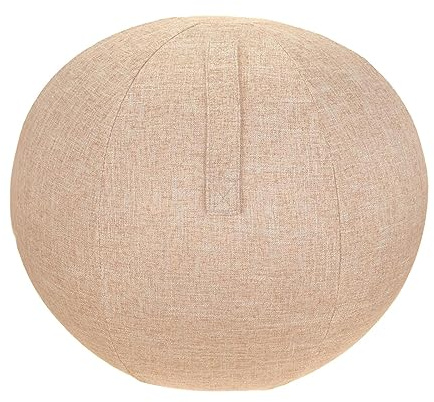 Pilates-Yoga-Ball-Abdeckung mit Griff, leicht, kratzfest, Gymnastikball, Schutzhülle, Leinenmaterial, Beige, 55 cm