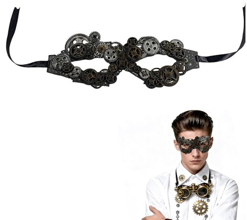 XCSJ Halbmaske Steampunk, Einstellbar, Steampunk Maske, Phantom Der Oper Maske, Steampunk Accessoires für Halloween, Karneval, Phantom Der Oper, Mottoparty, Frauen, Männer