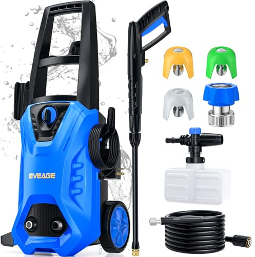 EVEAGE Electric Pressure Washer, 4200 PSI 2.8 GPM Power Washer with 1000ML Foam Cannon, 3 Pressure Nozzles, for Car/Fences/Driveway/Home/Patio Cleaning