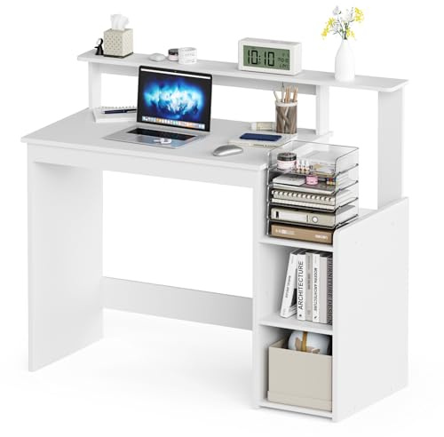 Mondeer Bureau Ordinateur Compact avec Rangement et Étagères Réglables