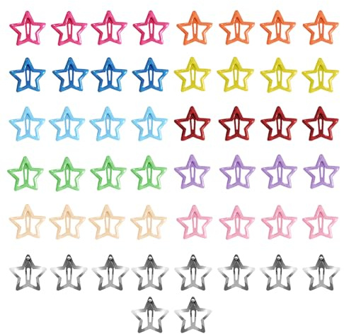 Lot de 50 barrettes à cheveux en forme d'étoile - Y2K - En métal - Pour femmes et filles (plusieurs couleurs)