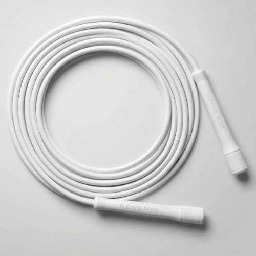 Weighted Skipping Rope 7mm – Elevate TITAN Hybrid Speed Rope with Free Workout App – Adjustable Skipping Rope for Boxing, HIIT & Condition – Premium PVC Cable for Home Fitness (Titan White)