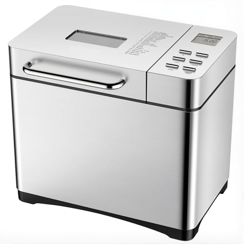 Máquina Para Hacer Pan Inteligente Automática, Amasado y Fermentación de Masa con 17 Configuraciones de Programa, Temporizador de 15 Horas y Mantenimiento Caliente de 1 Hora, 3 Cortezas Para Elegir