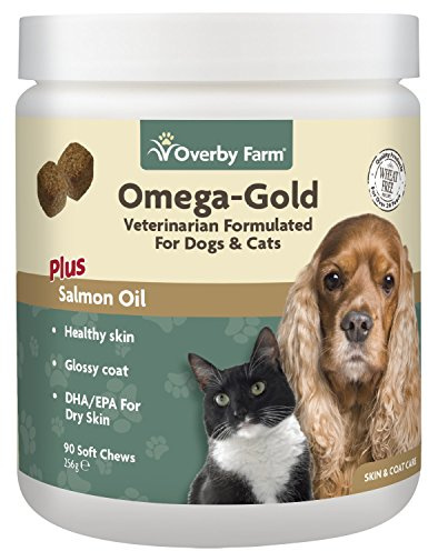 Overby Farm Omega Gold Salmon Oil Soft Chew for Cats and Dogs, 90-Piece, 256 g