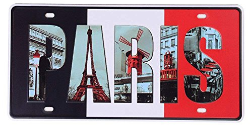 Shinewe PARIS Vintage Metal Sign Crafts License Plate Home Decoration Accessories 15x30cm