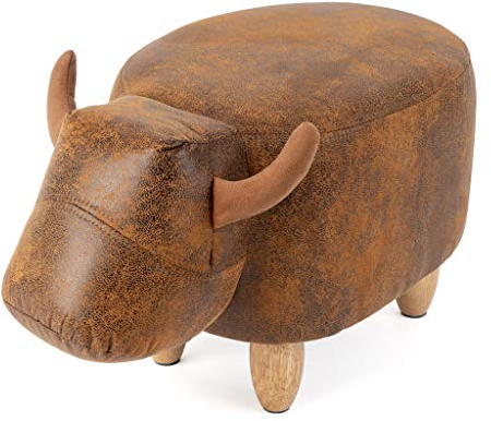 balvi Hocker La Vache Farbe Braun In Form Einer Kuh Holzbeine Kunstleder/Holz