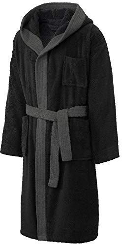 CelinaTex S-XXL Bademantel Kapuze Uni lang aufgesetzte Taschen Damen Herren Unisex warm Frottee Baumwolle Morgenmantel, Sauna, Spa, Pool, Bad, flauschig und komfortabel OEKO-TEX Arizona