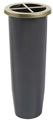 Pilla | Portafiori Interno in plastica per vaso votivo da cimitero colore nero con ghiera in metallo inclusa | Altezza 23.7 cm, Diametro circolare 10 cm.